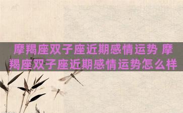 摩羯座双子座近期感情运势 摩羯座双子座近期感情运势怎么样